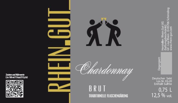 Chardonnay-Sekt brut, traditionelle Flaschengärung, 0.75l